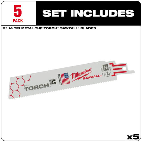 Main product image of 6" 14 TPI The Torch Sawzall Blades (5 Pack)