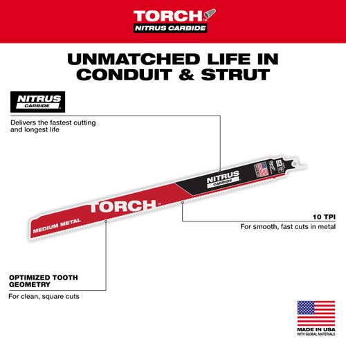 Main product image of  12" 10 TPI The Torch With Nitrus Carbide Teeth For Medium Metal (1 Pack) 