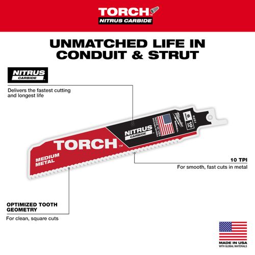 Main product image of  6" 10 TPI The Torch With Nitrus Carbide Teeth For Medium Metal (3 Pack) 