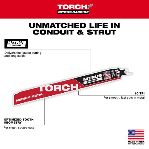 Main product image of  9" 10 TPI The Torch With Nitrus Carbide Teeth For Medium Metal (3 Pack) 
