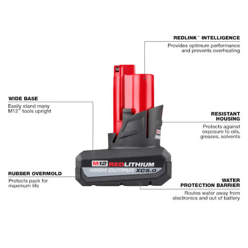Main product image of M12 REDLITHIUM HIGH OUTPUT XC5.0 Battery Pack