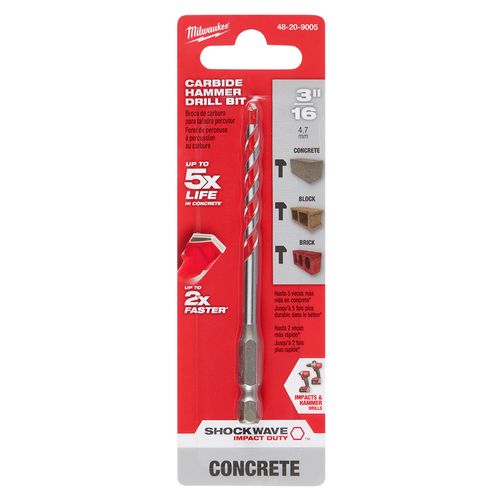 Main product image of 3/16" x 2" x 4" SHOCKWAVE Impact Duty Carbide Hammer Drill Bit