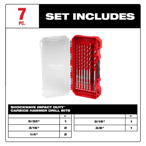 Main product image of 7PC. SHOCKWAVE Impact Duty Carbide Hammer Drill Bit Set