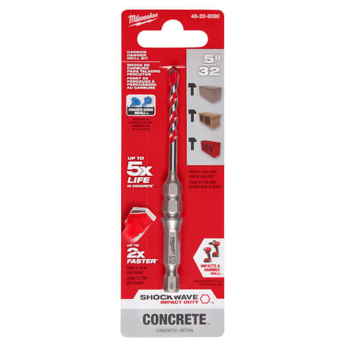 48209090 Milwaukee 48209090 5/32" x 4" Shockwave Carbide Hammer