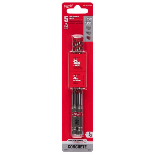 Main product image of 5/32" x 4" x 6" SHOCKWAVE Impact Duty Carbide Hammer Drill Bits (5 Pack)