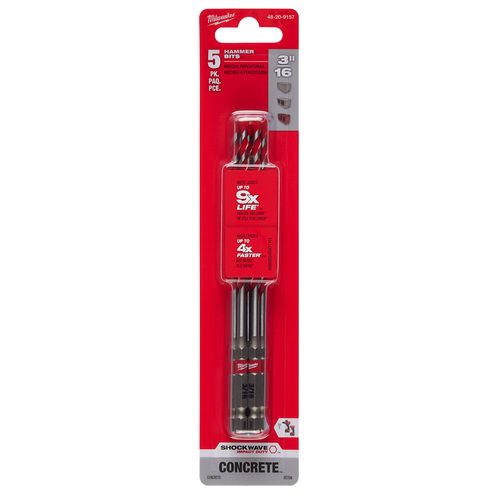 Main product image of 3/16" x 4" x 6" SHOCKWAVE Impact Duty Carbide Hammer Drill Bits (5 Pack)