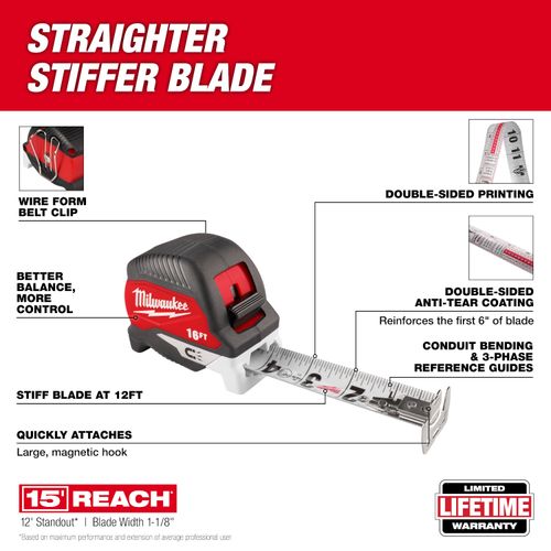 Main product image of 16' Electrician's Magnetic Tape Measure