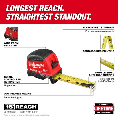 Main product image of 16' Wide Blade Magnetic Tape Measure