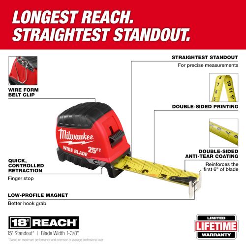 Main product image of 25 ft. Wide Blade Magnetic Tape Measure