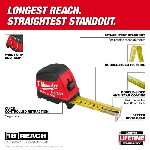 Main product image of 8m/26' Wide Blade Tape Measure