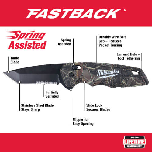 Main product image of Fastback Camo Spring Assisted Folding Knife