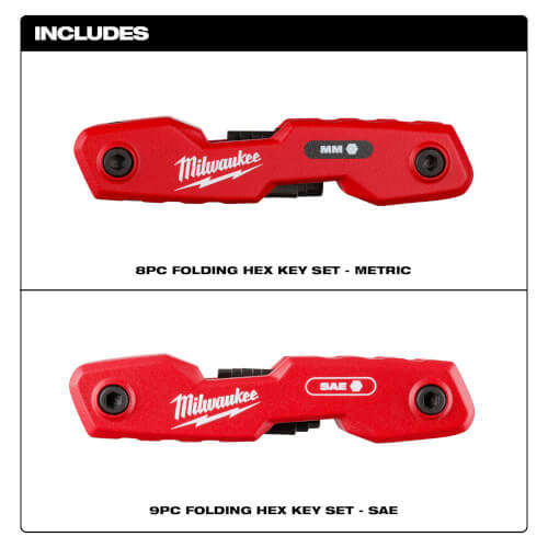 17-Key Folding Hex Key Sets - SAE/Metric (2 Pack)