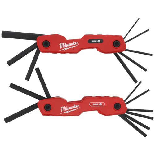 17-Key Folding Hex Key Sets - SAE/Metric (2 Pack)