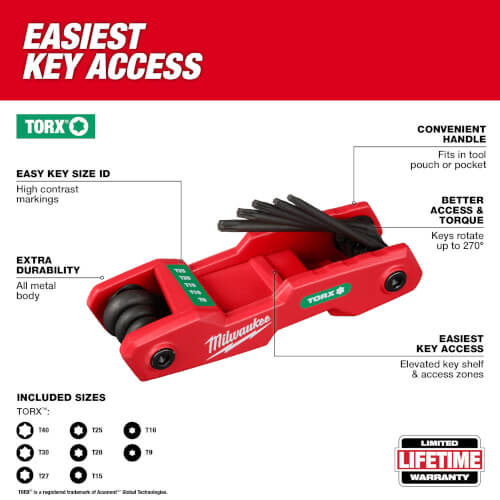 Main product image of 8-Key Folding Hex Key Set - Torx