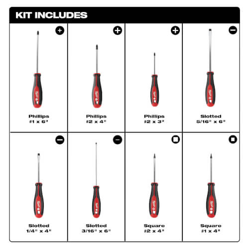 Main product image of 8 Pc. Screwdriver Set w/ Square Recess