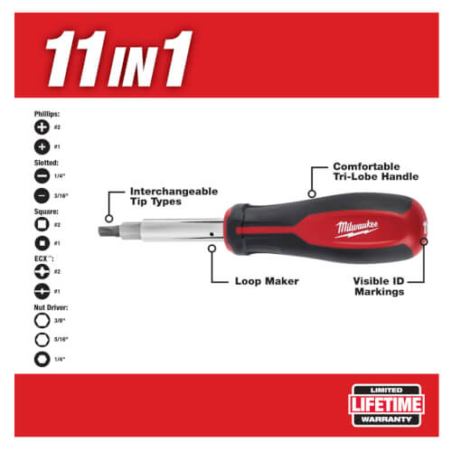 thumbnail image 2 of Milwaukee 11-in-1 ECX Multi-Bit Screwdriver (48-22-2760) With Magnetic Nut Driver 2 of 2