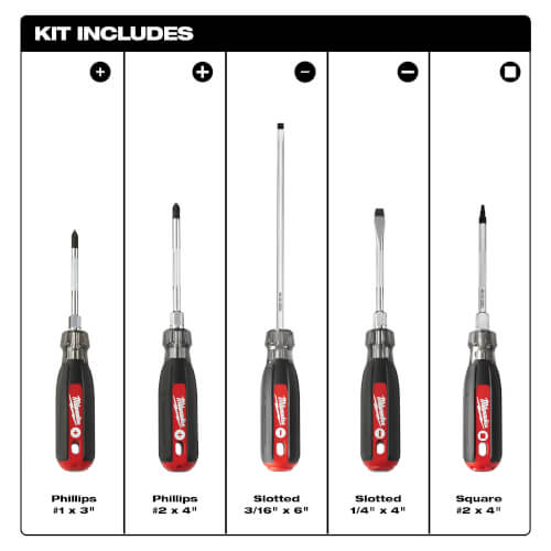 48222885 Milwaukee 48222885 5 Piece Cushion Grip Screwdriver Set