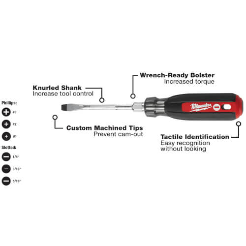 48222886 Milwaukee 48222886 6 Piece Cushion Grip Screwdriver Set