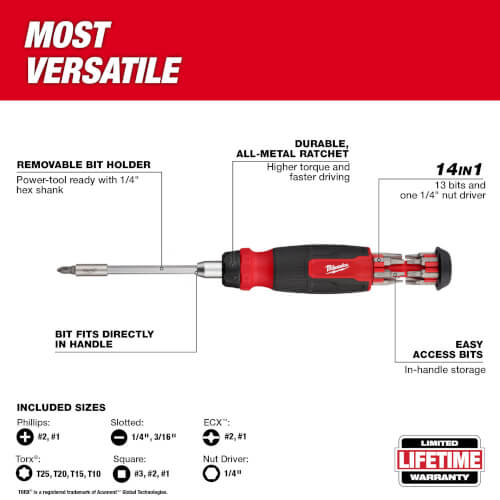 Main product image of 14-in-1 Ratcheting Multi-Bit Screwdriver