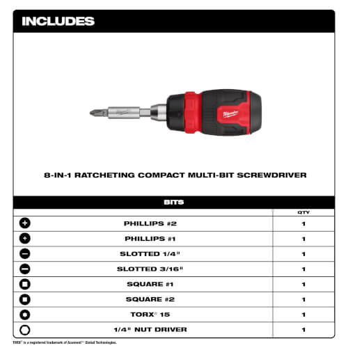 Main product image of 8-in-1 Ratcheting Compact Multi-Bit Screwdriver