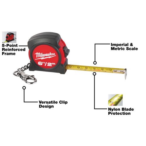 6 ft./2 m Keychain Tape Measure