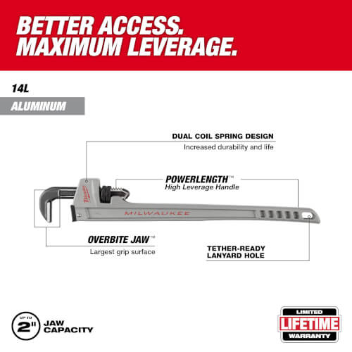 Main product image of 14L Aluminum Pipe Wrench with POWERLENGTH Handle