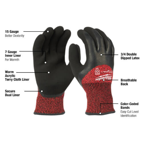 48228923 Milwaukee 48228923 Cut Level 3 Winter Dipped Gloves (XL)