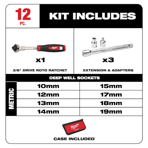 Main product image of 12pc 3/8" Drive Metric Socket Set