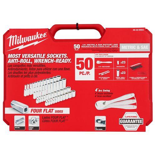 Main product image of 1/4" Drive Ratchet & Socket Set, SAE & Metric (50 Pieces)