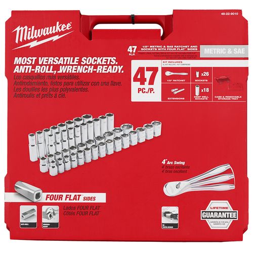Main product image of 1/2" Drive Ratchet & Socket Set, SAE & Metric (47 Pieces)