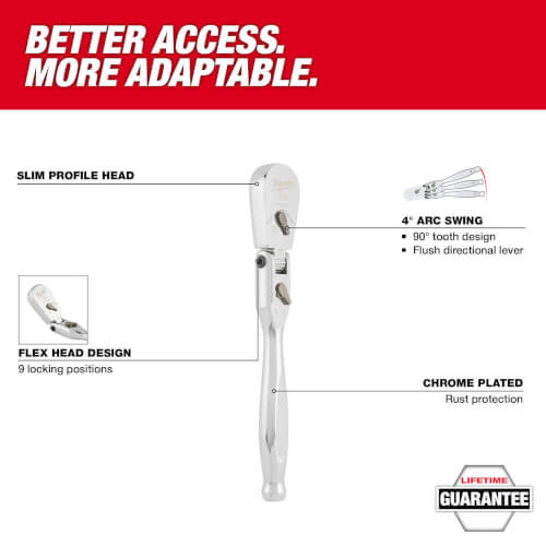 Main product image of 3/8" Drive 9" Flex Head Ratchet
