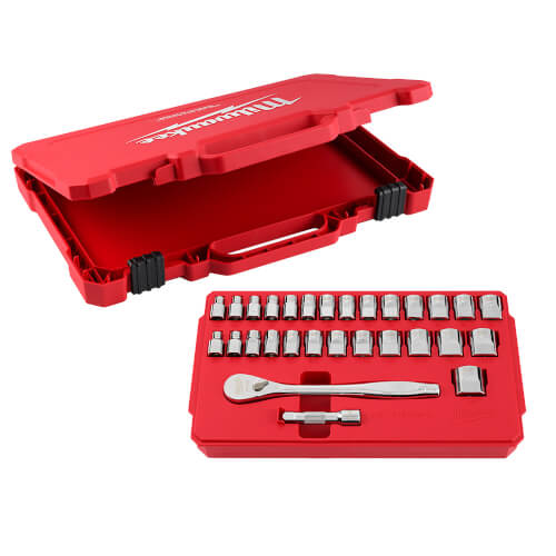 Main product image of 3/8" Drive Metric & SAE Ratchet and Socket Set w/ Four Flat Sides (Pack of 29)