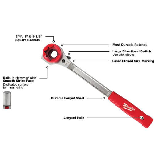 Main product image of Lineman's High-Leverage Ratcheting Wrench (Smooth)