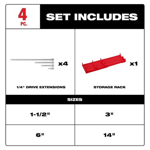 Main product image of 1/4" Drive Extension Set (4 Piece)