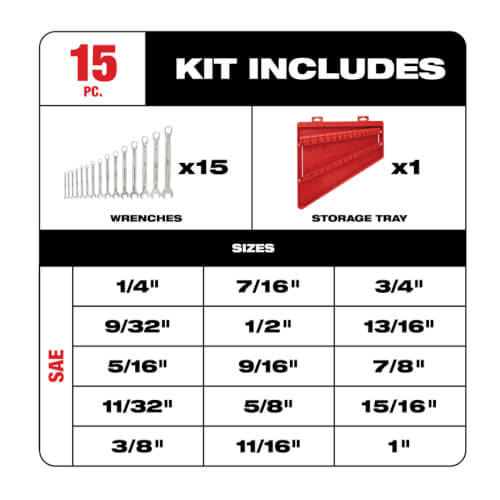 Main product image of 15 Piece Combination Wrench Set - SAE