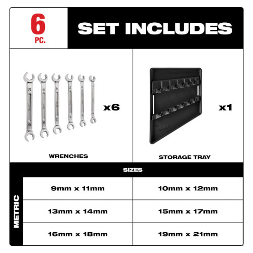 Main product image of 6 Piece Double End Flare Nut Wrench Set - Metric