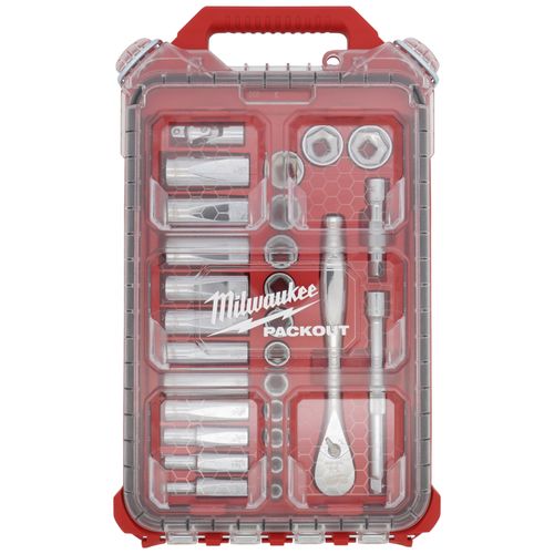 3/8" Drive SAE Ratchet and Socket Mechanics Tool Set with Packout Case (Pack of 28)