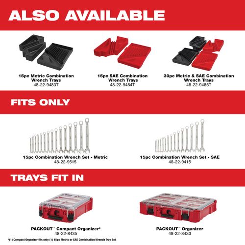 Main product image of 15-Piece Metric Combination Wrench Set w/ PACKOUT Compact Organizer