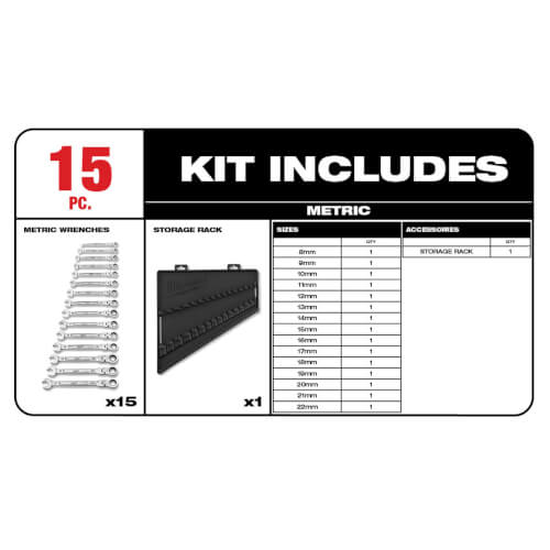 Main product image of 15 Piece Flex Head Ratcheting Combination Wrench Set - Metric