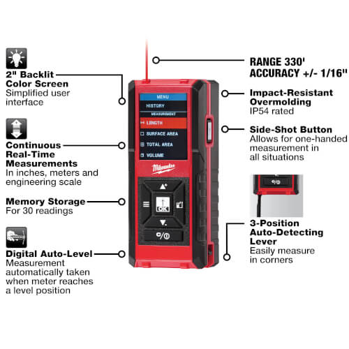 48229803 Milwaukee 48229803 330' Laser Distance Meter