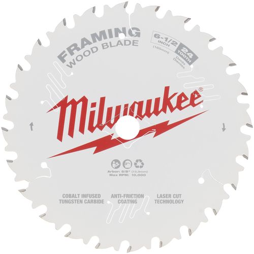6-1/2" Framing Wood Cutting Circular Saw Blade w/ 24 ATB Teeth @ 15-Degree Grind, 5/8" Arbor