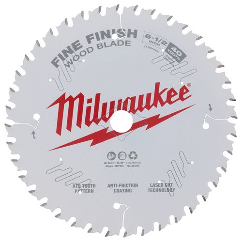 Main product image of 6-1/2" Fine Finish Wood Cutting Circular Saw Blade w/ 40 ATB Teeth, 5/8" Arbor
