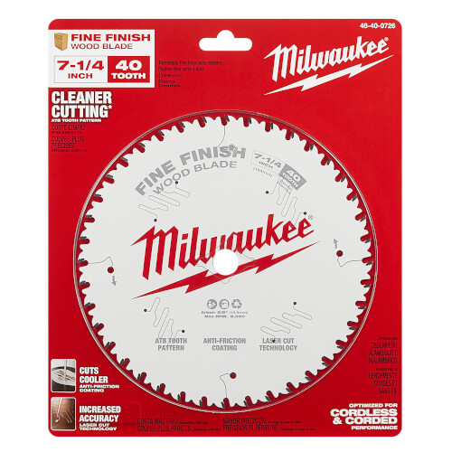 Main product image of 7-1/4" Fine Finish Wood Cutting Circular Saw Blade w/ 40 ATB Teeth, 5/8" Arbor