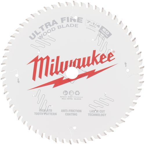 Main product image of 7-1/4" Ultra Fine Finish Wood Cutting Circular Saw Blade w/ 60 ATB Teeth @ 30-Degree Grind, 5/8" Arbor