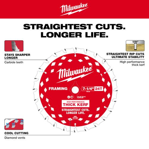 Main product image of 7-1/4" 24T Thick Kerf Framing Circular Saw Blade