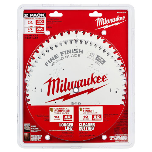 Main product image of 10" General Purpose Wood Circular Saw Blade w/ 40 Teeth & Fine Finish Blade w/ 60 ATB Teeth, 5/8" Arbor (2 Pack)