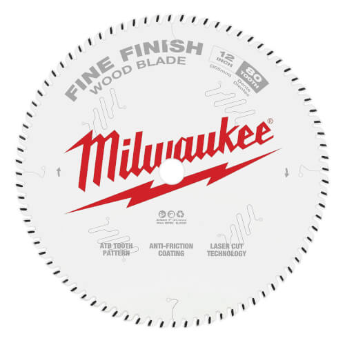 Main product image of 12" Fine Finish Wood Cutting Circular Saw Blade w/ 80 ATB Teeth, 1" Arbor