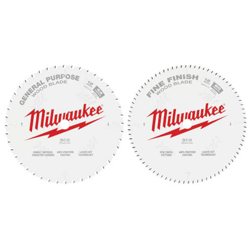 Main product image of 12" General Purpose Wood Circular Saw Blade w/ 44 Teeth & Fine Finish Blade w/ 80 ATB Teeth, 1" Arbor (2 Pack)