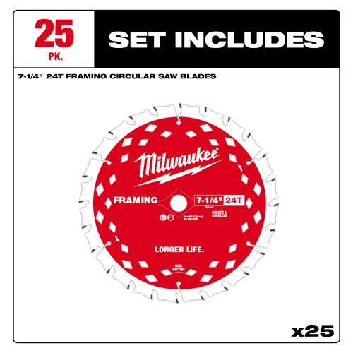 Main product image of 7-1/4" 24T Framing Circular Saw Blade Contractor Pack (25 Pack)