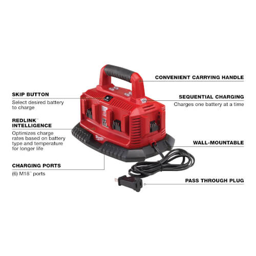Main product image of M18 18-Volt Lithium-Ion 6-Port Sequential Battery Charger